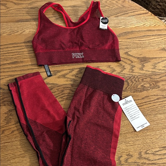 PINK Victoria's Secret Other - PINK Victoria's Secret Red Sports Bra and Leggings